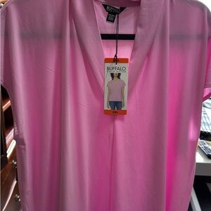 Buffalo David Bitton Pink Relaxed Short Sleeve Blouse